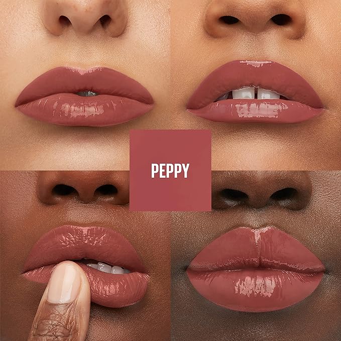 Maybelline Super Stay Vinyl Ink Longwear No-Budge Liquid Lipcolor Makeup, Highly Pigmented Color and Instant Shine, Peppy, Pink Lipstick, 0.14 fl oz, 1 Count