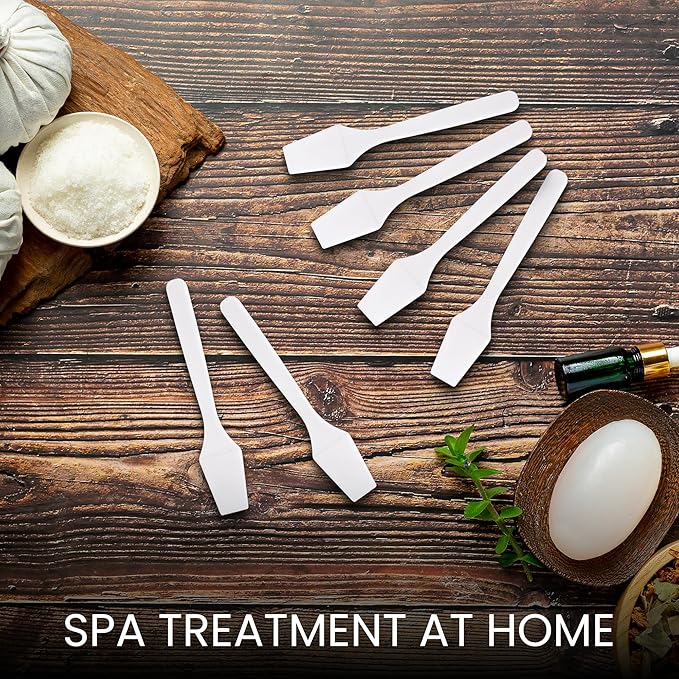 PANA (200 Pieces of White Color Cosmetic Make Up Disposable Plastic 2.5" Spatulas Skin Care Facial Cream Mask Spatula