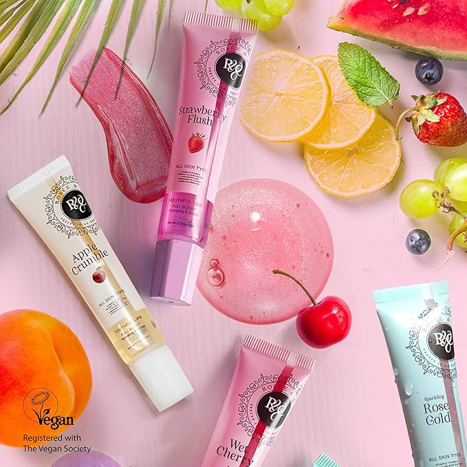 ROSÉE & CO Rosee Lip Gloss Vegan & Cruelty Free Treatment, Professional Make up, Long Lasting Glossy with Shea Butter, Moisturize, Protect & Smooth, High Shine, Non-Sticky (b. Clear Plumping, 0.5)