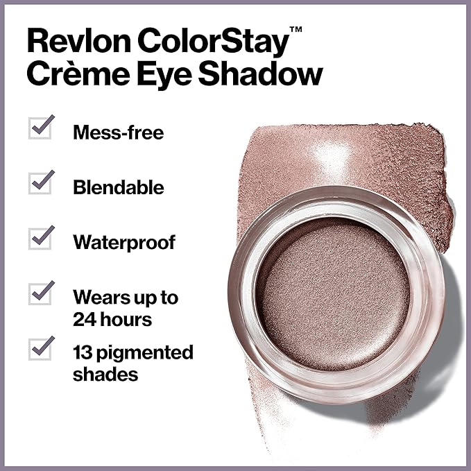REVLON Colorstay Creme Eye Shadow, Longwear Blendable Matte or Shimmer Eye Makeup with Applicator Brush in Silver, Earl Grey (760), 0.18 Ounce (Pack of 1)