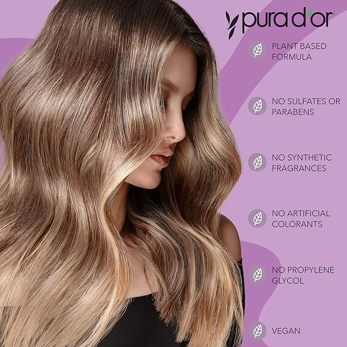 PURA D'OR 16 Oz ColorHarmony Purple Shampoo For Bleached, Blonde, Silver & Color Treated Hair - Keratin, Bamboo Fiber, No Sulfates, Select Natural Ingredients - Men & Women