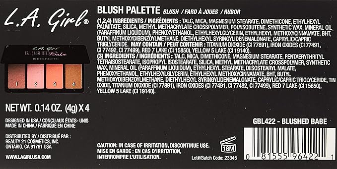 L.A. Girl Fanatic Blush Palette, Blushed Babe Pinks, 1 oz
