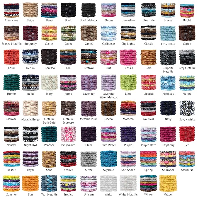 L. Erickson Grab & Go Pony - Caribbean - 8 Pack Ponytail Holder Hair Ties - Blue Mix