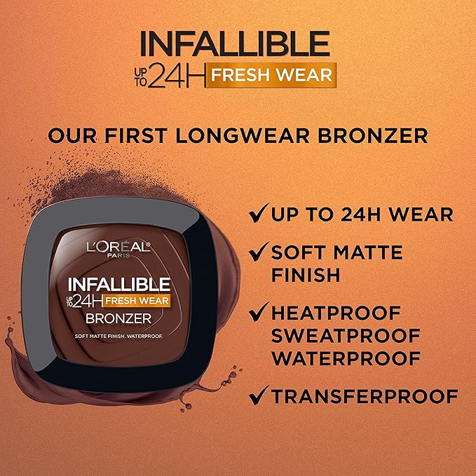 L'Oreal Paris Infallible Up to 24H Fresh Wear sweatproof, Tan, 0.31 oz